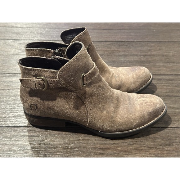 Born Jem Ankle Boots Booties Shoes Womens Size 7 Brown Leather Side Zip Up - Picture 3 of 9